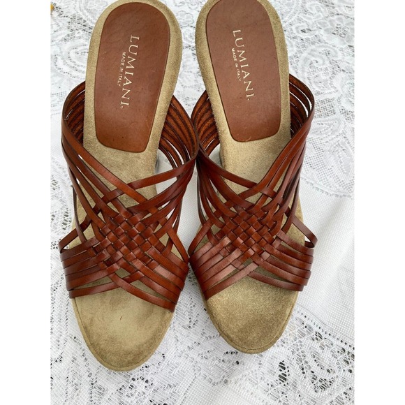Lumiani Brown Leather & Suede Heels‎ Size 8 - Picture 5 of 11
